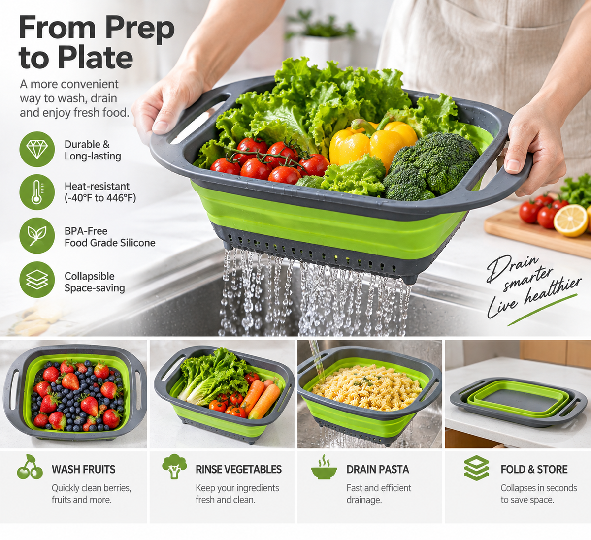 Collapsible Silicone Colander