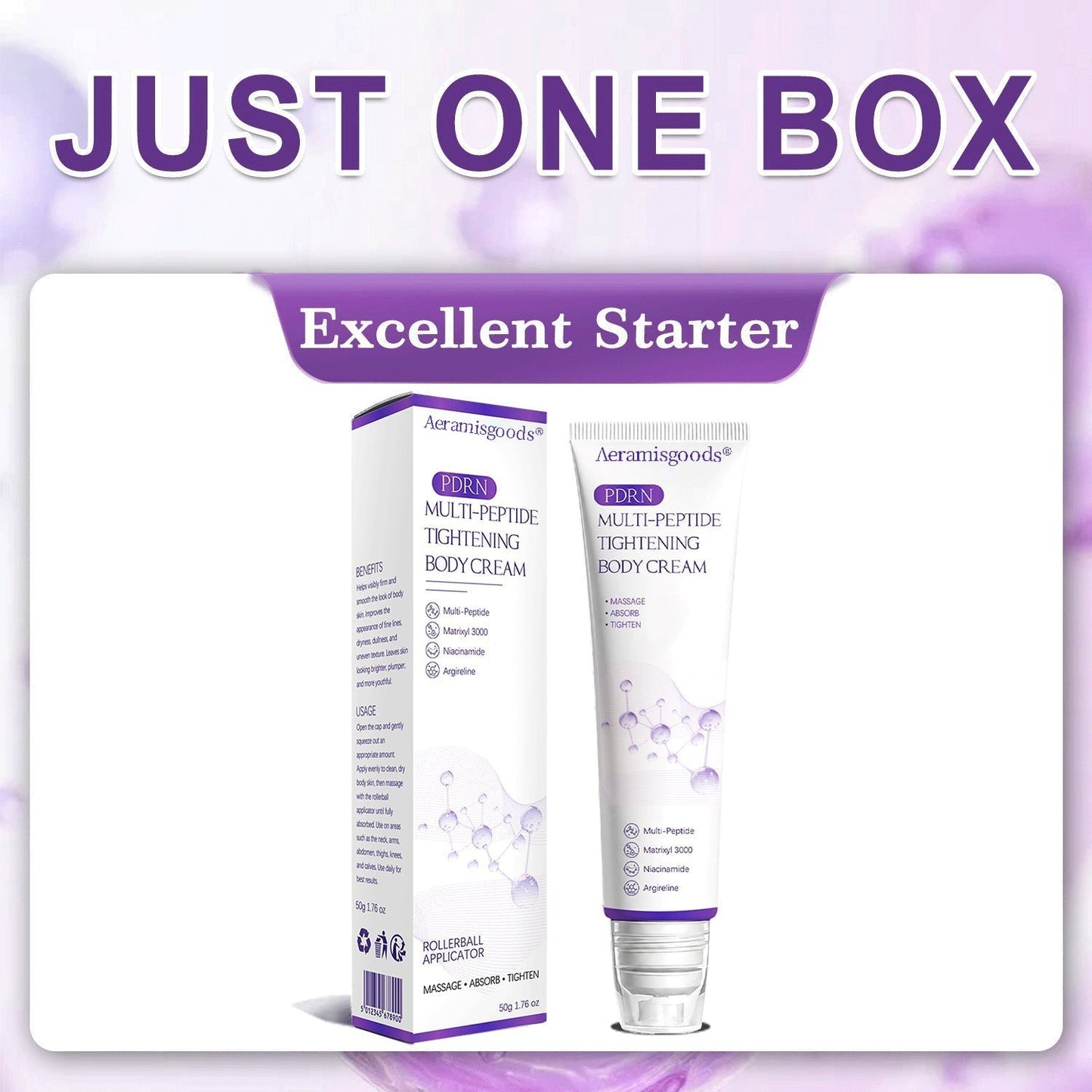 Aeramisgoods®🔥PDRN Multi-Peptide Massaging Body Roller Cream- Anti-aging, Hydrating, Skin Firming & Lifting, Skin Repair, Even Tone, Acne and Dark Spot Treatment, Wart and Mole Removal, and Psoriasis Relief