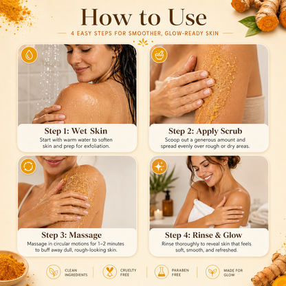 ✨ Turmeric Glow Scrub — Buff Away Dull, Rough Skin for a Softer, Smoother-Looking Glow 🧡